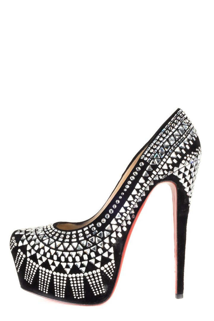 Christian Louboutin Black Decora Strass Crystal Pumps 40.5