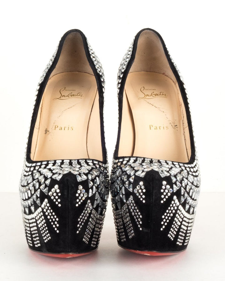 Christian Louboutin Black Decora Strass Crystal Pumps 40.5