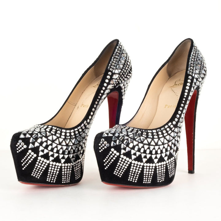 Christian Louboutin Black Decora Strass Crystal Pumps 40.5