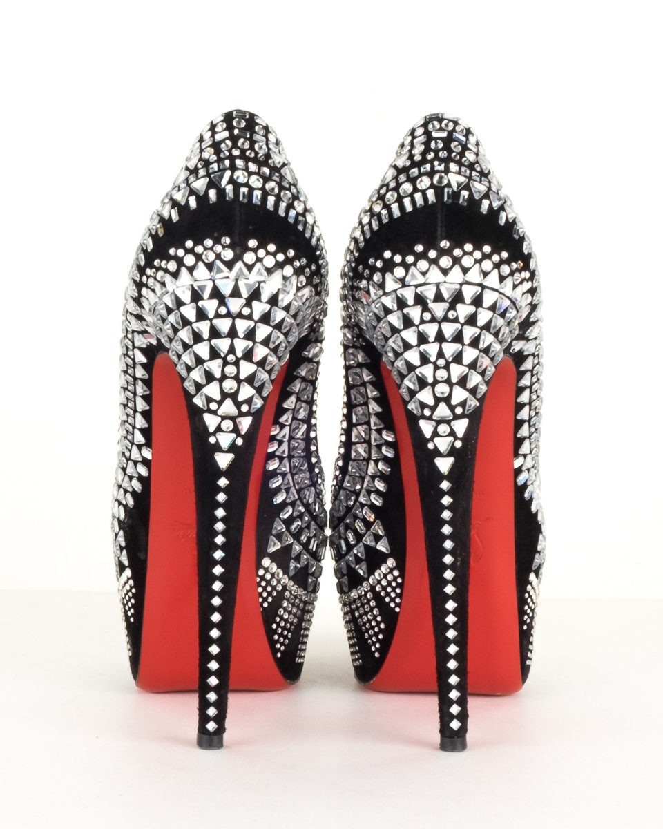 Christian Louboutin Black Decora Strass Crystal Pumps 40.5