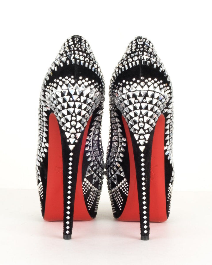 Christian Louboutin Black Decora Strass Crystal Pumps 40.5