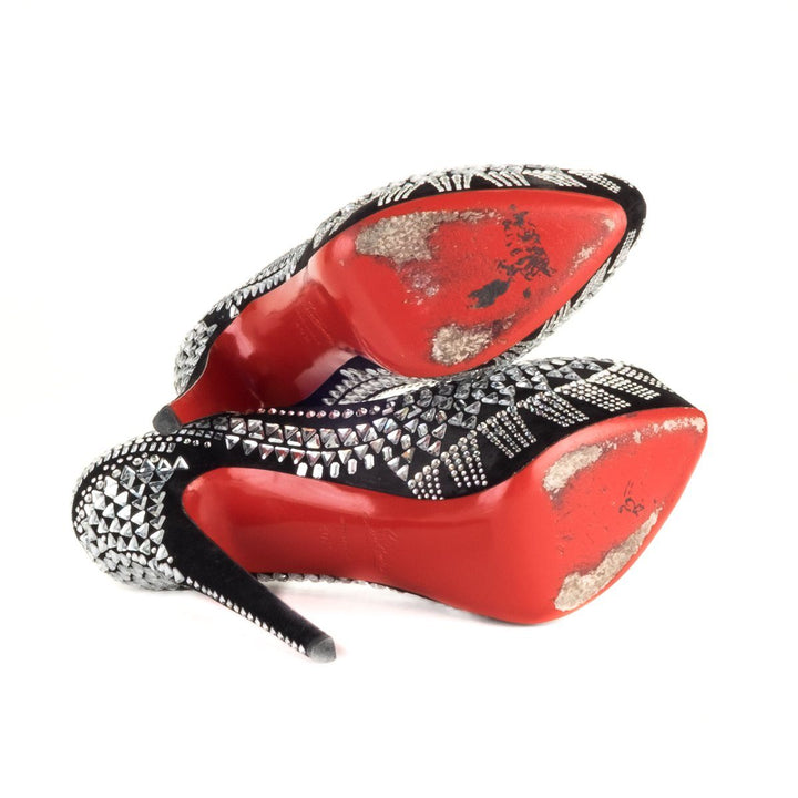 Christian Louboutin Black Decora Strass Crystal Pumps 40.5