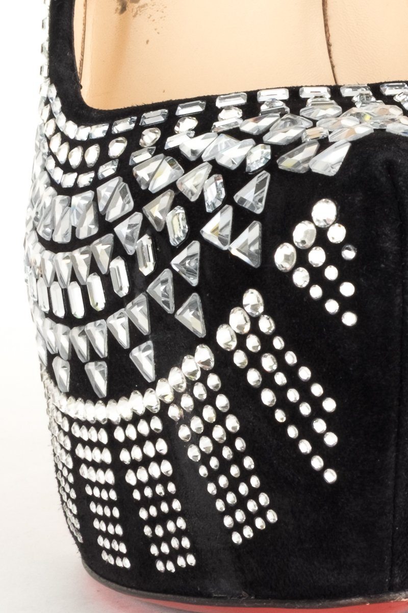 Christian Louboutin Black Decora Strass Crystal Pumps 40.5