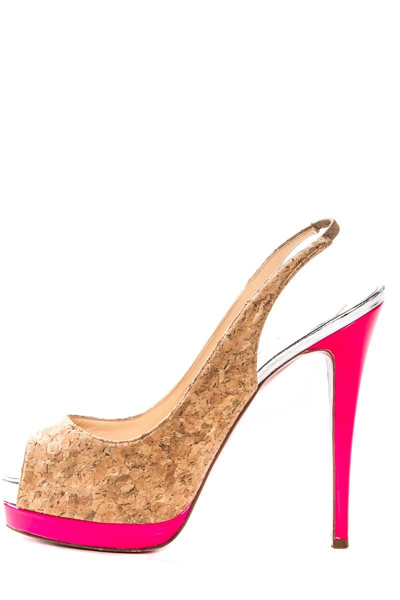 Christian Louboutin Cork Peep Toe Platform Pumps SZ 40