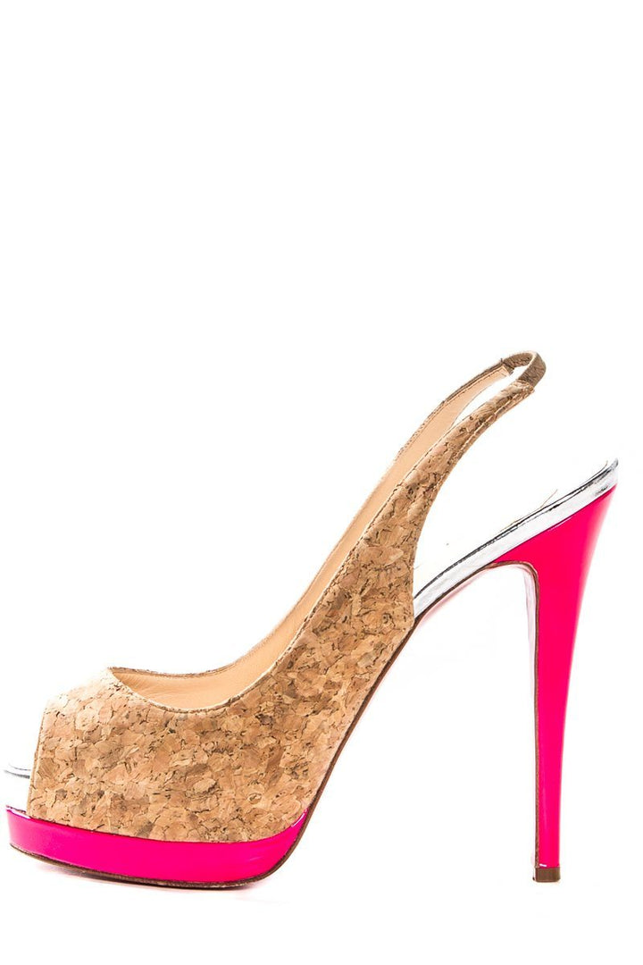 Christian Louboutin Cork Peep Toe Platform Pumps SZ 40