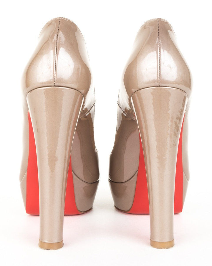 Christian Louboutin Grey Patent Peep Toe Pumps 39