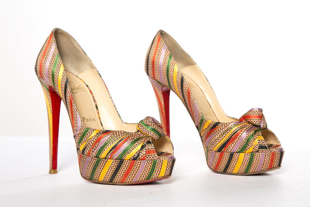 Christian Louboutin Striped Greissmo 140 Pumps SZ 37.5 Sale