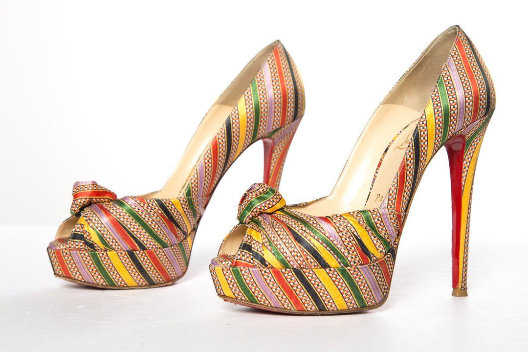 Christian Louboutin Striped Greissmo 140 Pumps SZ 37.5 Sale