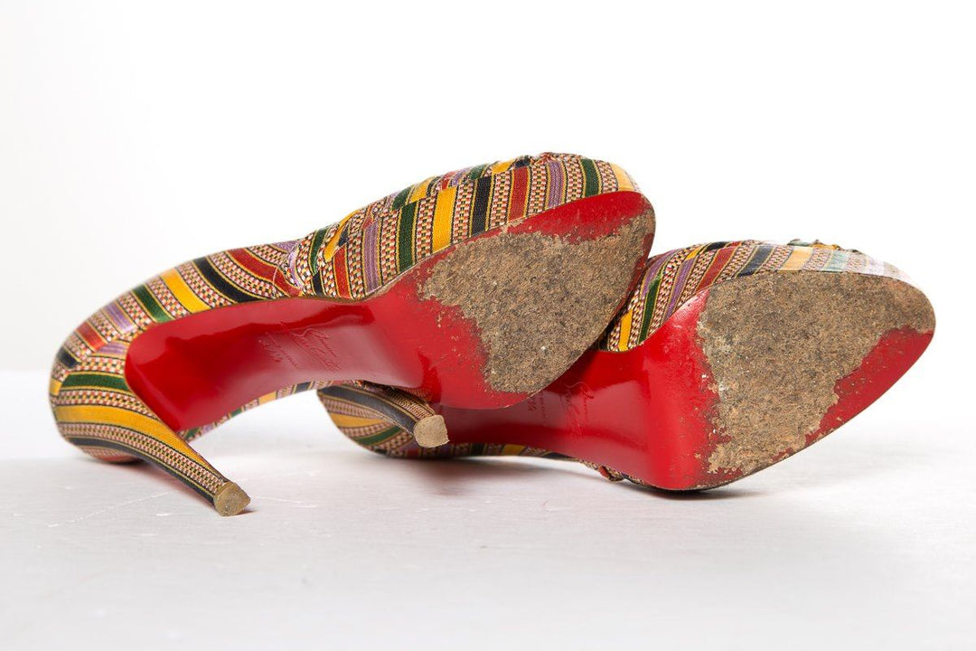 Christian Louboutin Striped Greissmo 140 Pumps SZ 37.5 Sale