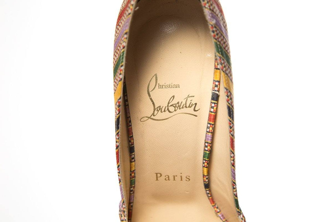 Christian Louboutin Striped Greissmo 140 Pumps SZ 37.5 Sale