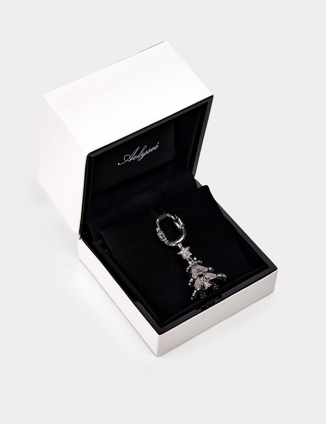 Half Diamond Silver—Christmas Tree Bag Charm