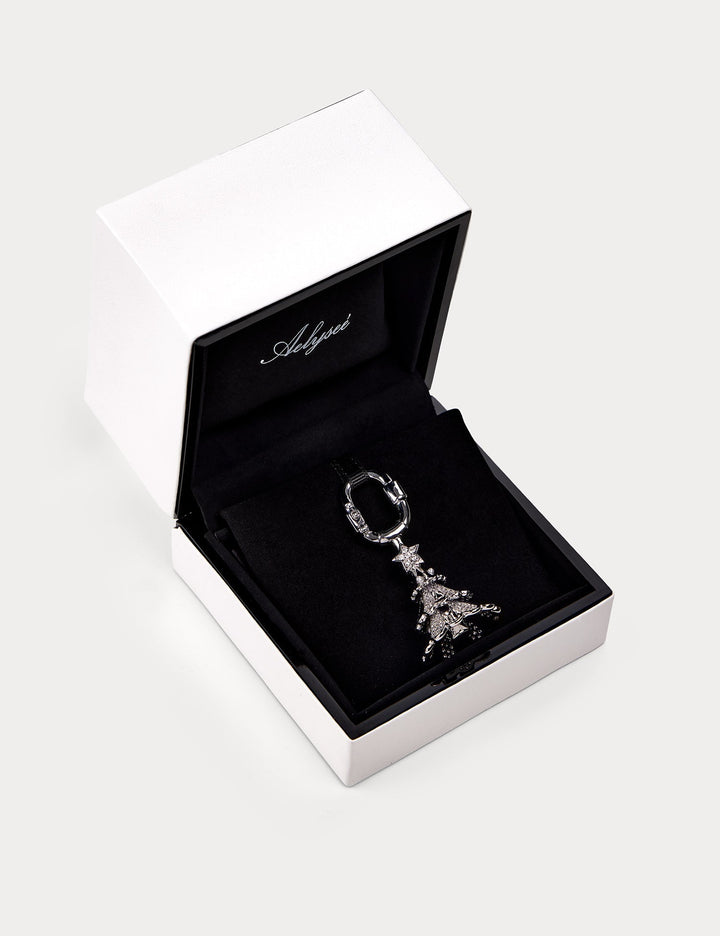 Half Diamond Silver—Christmas Tree Bag Charm