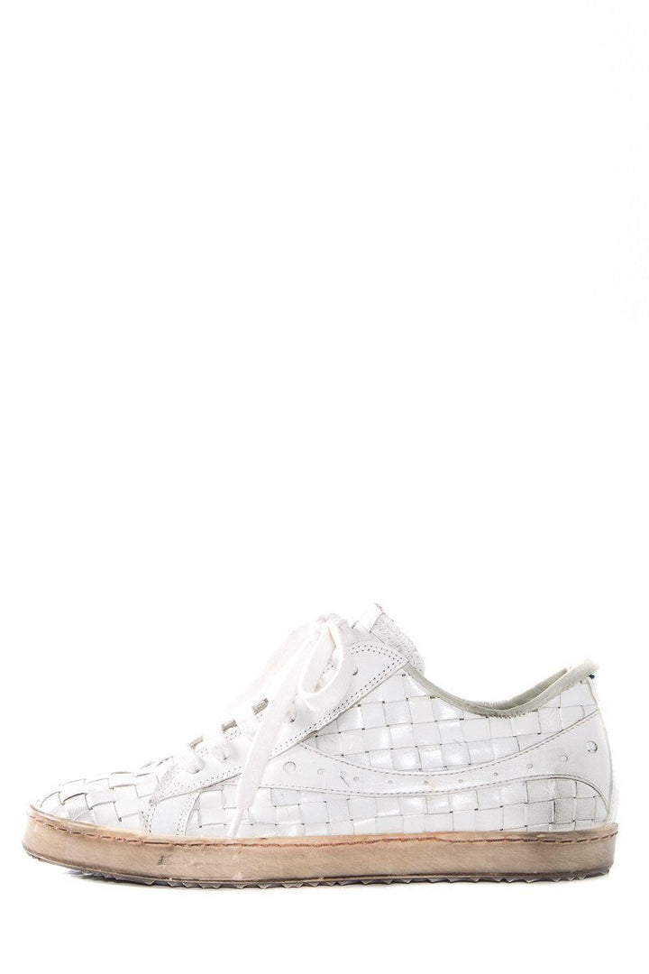 Clone White Low Top Woven Leather Sneakers SZ 36