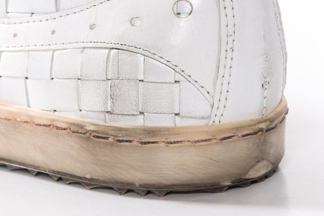 Clone White Low Top Woven Leather Sneakers SZ 36