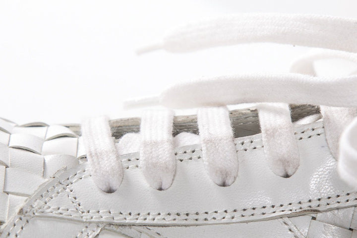 Clone White Low Top Woven Leather Sneakers SZ 36