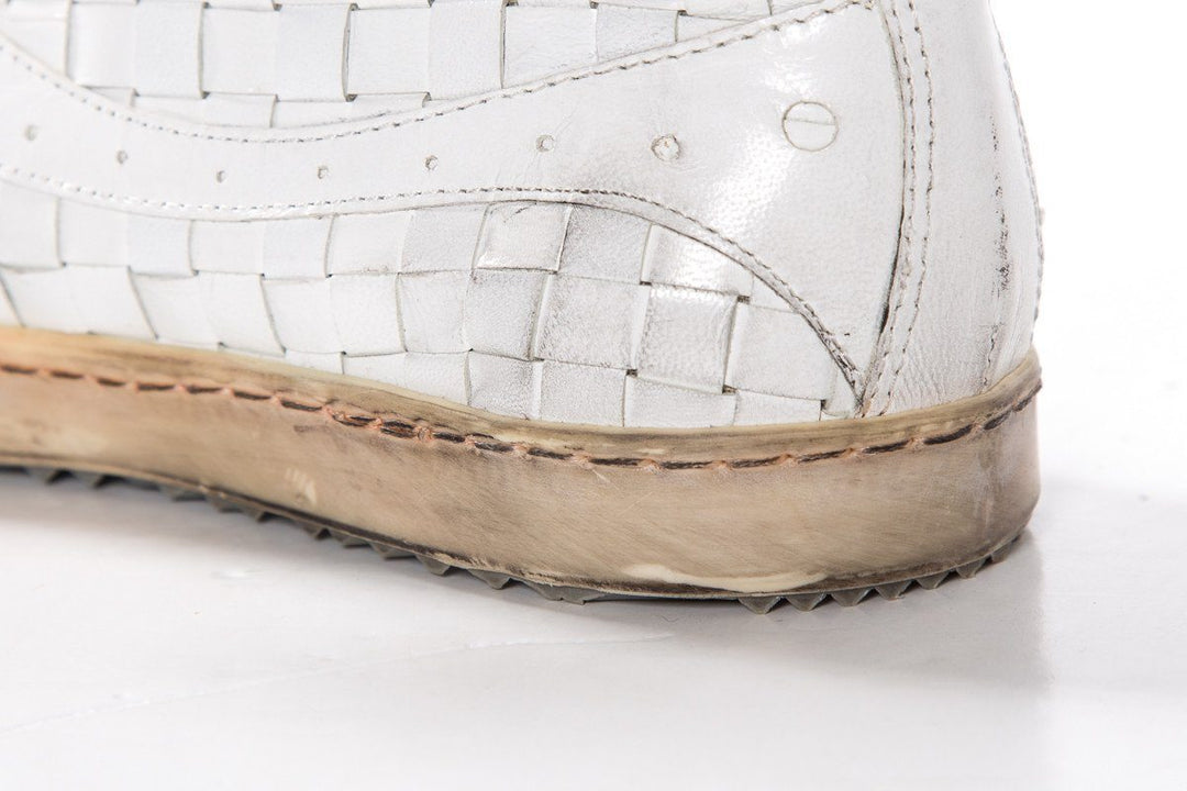 Clone White Low Top Woven Leather Sneakers SZ 36
