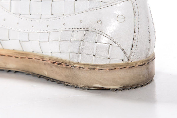 Clone White Low Top Woven Leather Sneakers SZ 36