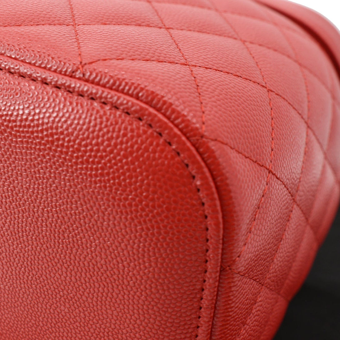 Top Quality Chanel Caviar Leather Quilted Large Cosmetic Vanity Pouch Red