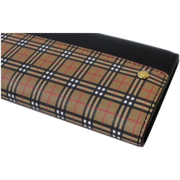Burberry Small Scale Continental Check Leather Wallet Black