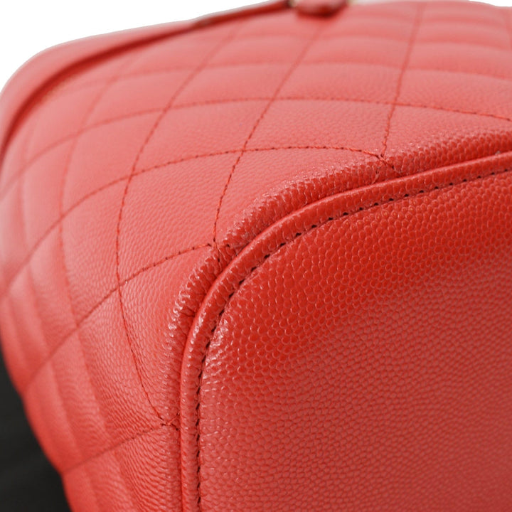 Top Quality Chanel Caviar Leather Quilted Large Cosmetic Vanity Pouch Red