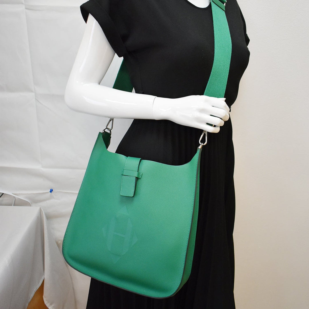 Top quality Hermes Evelyne Sellier 29 Epsom Leather Crossbody Bag Vert Vertigo