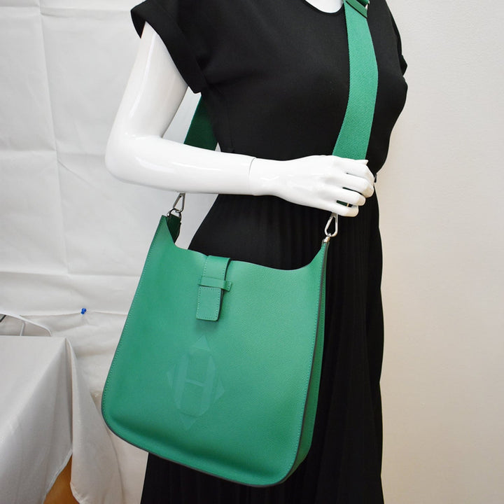 Top quality Hermes Evelyne Sellier 29 Epsom Leather Crossbody Bag Vert Vertigo