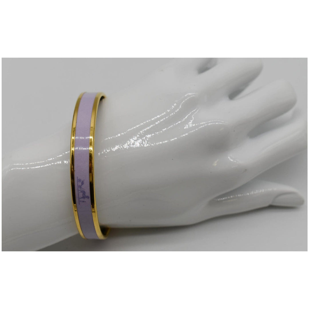 Top quality Hermes Enamel Printed Narrow Bangle Bracelet Light Purple