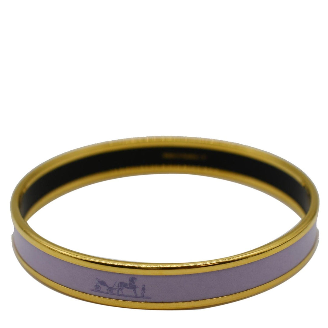 Top quality Hermes Enamel Printed Narrow Bangle Bracelet Light Purple