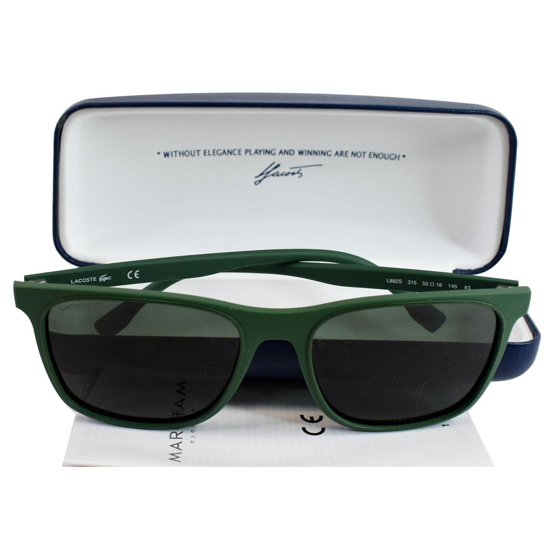 LACOSTE L882S 315 55 Square Men Green Sunglasses Green Lens