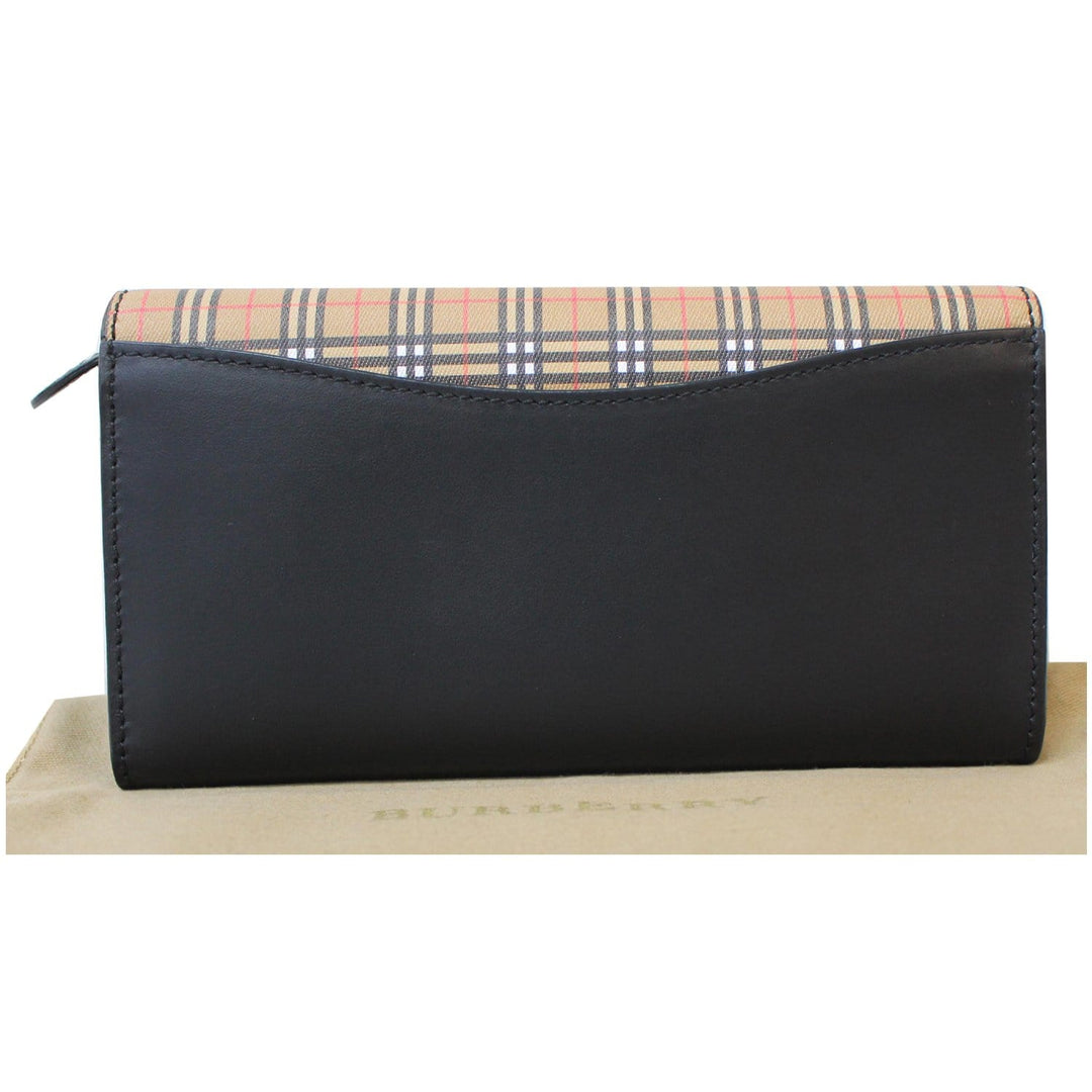 Burberry Small Scale Continental Check Leather Wallet Black