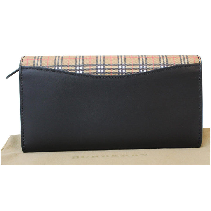 Burberry Small Scale Continental Check Leather Wallet Black