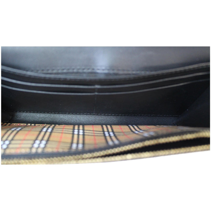 Burberry Small Scale Continental Check Leather Wallet Black