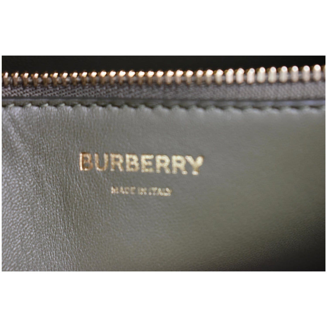 BURBERRY Mini Leather Pocket Tote Bag Dark Fern Green