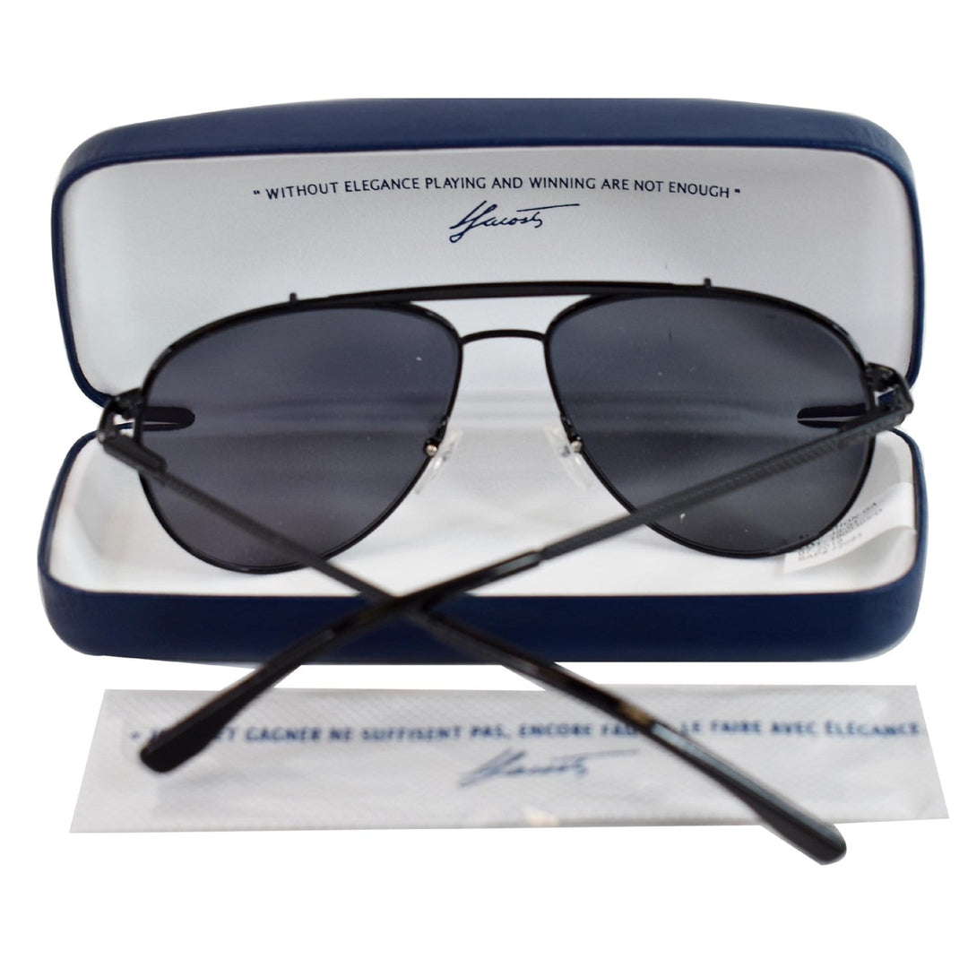 LACOSTE L177S 001 57 Pilot Unisex Black Sunglasses Blue Lens