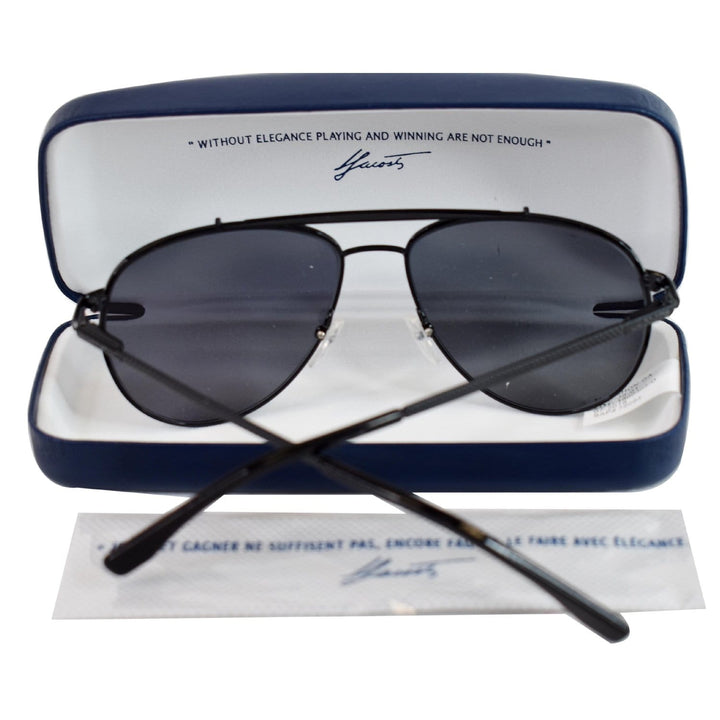 LACOSTE L177S 001 57 Pilot Unisex Black Sunglasses Blue Lens