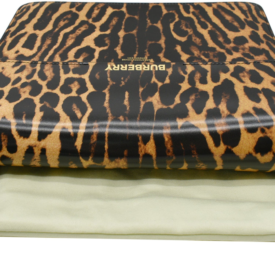 BURBERRY Grace Large Leopard Print Leather Shoulder Bag Multicolor