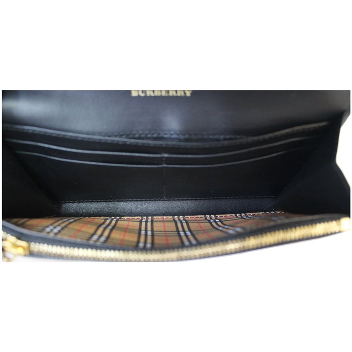 Burberry Small Scale Continental Check Leather Wallet Black