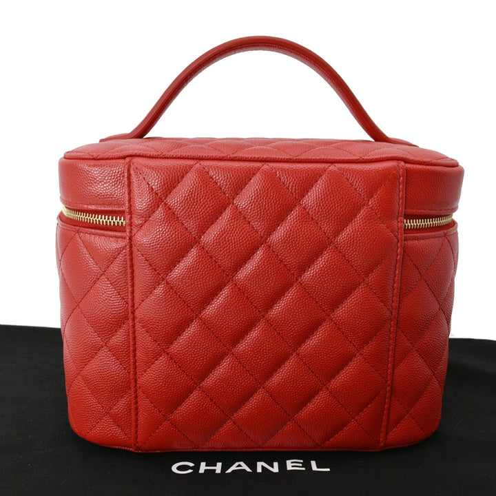 Top Quality Chanel Caviar Leather Quilted Large Cosmetic Vanity Pouch Red
