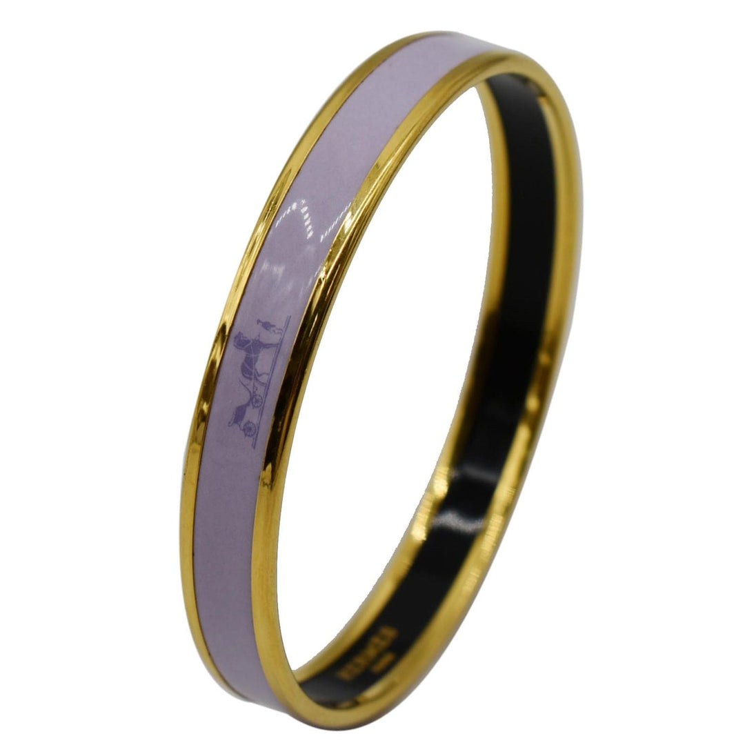 Top quality Hermes Enamel Printed Narrow Bangle Bracelet Light Purple