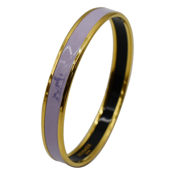 Top quality Hermes Enamel Printed Narrow Bangle Bracelet Light Purple