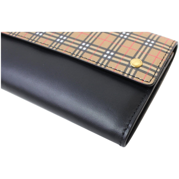 Burberry Small Scale Continental Check Leather Wallet Black