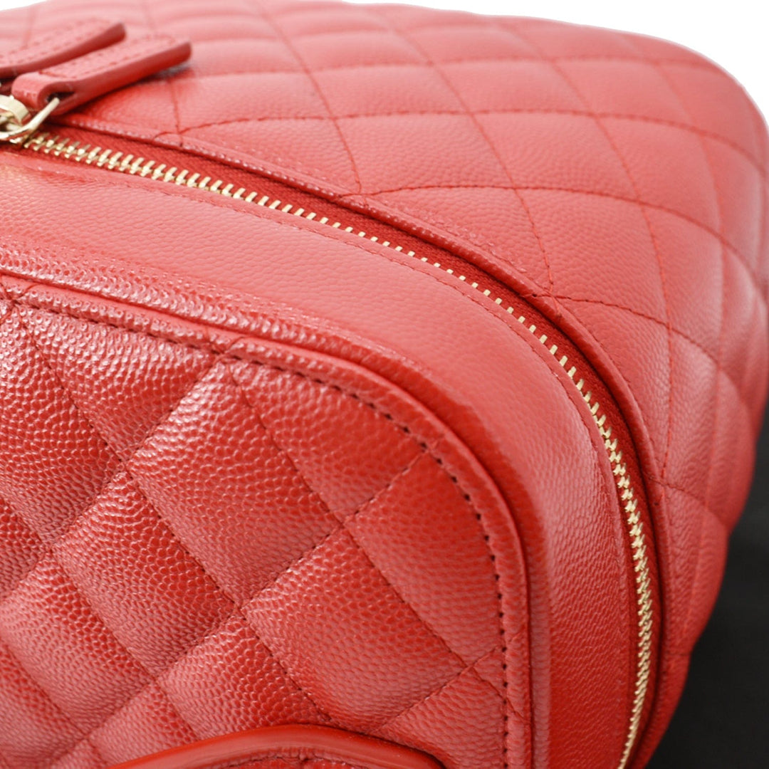Top Quality Chanel Caviar Leather Quilted Large Cosmetic Vanity Pouch Red