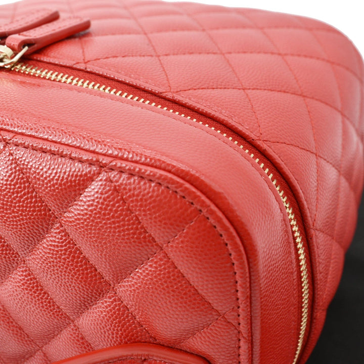 Top Quality Chanel Caviar Leather Quilted Large Cosmetic Vanity Pouch Red