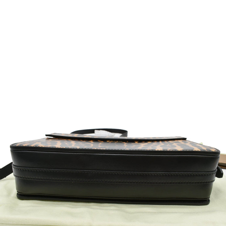 BURBERRY Grace Large Leopard Print Leather Shoulder Bag Multicolor