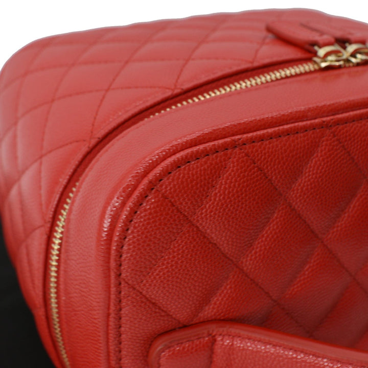 Top Quality Chanel Caviar Leather Quilted Large Cosmetic Vanity Pouch Red
