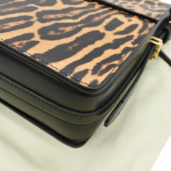 BURBERRY Grace Large Leopard Print Leather Shoulder Bag Multicolor