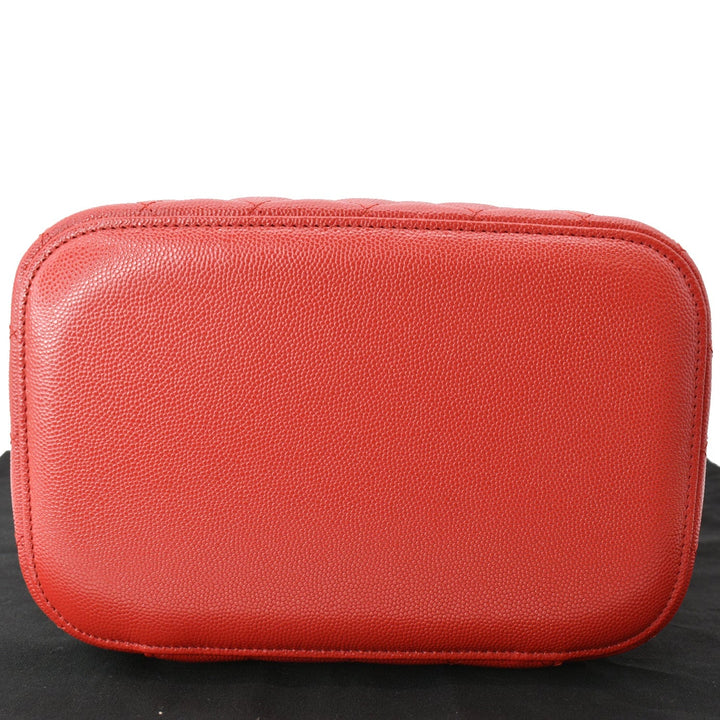 Top Quality Chanel Caviar Leather Quilted Large Cosmetic Vanity Pouch Red