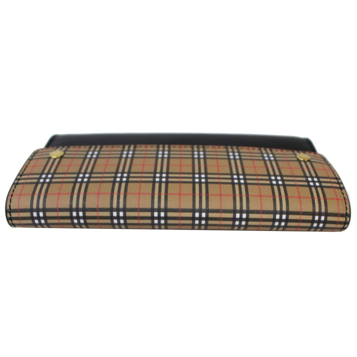 Burberry Small Scale Continental Check Leather Wallet Black