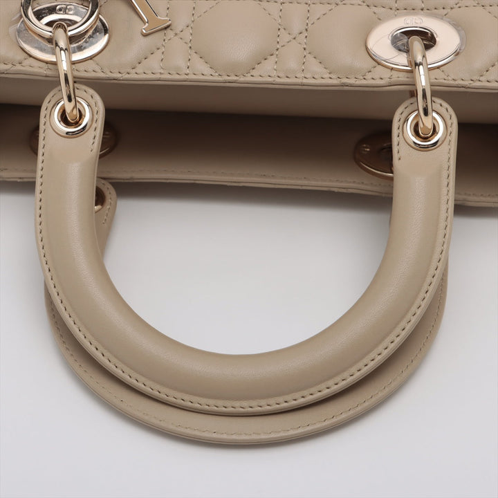Lady Top quality Dior Medium Cannage Leather Beige Bag