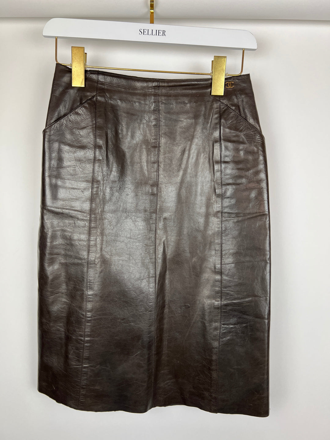 Top Quality Chanel 02/A Leather Jacket and Pencil Skirt Set Size FR 38 (UK 10)